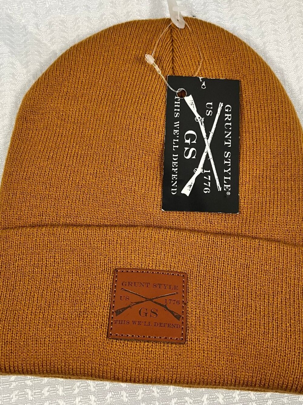 Grunt Style Leather Patch Cuffed Beanie NWT Brown